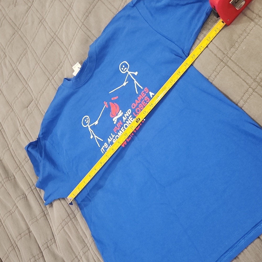 Gildan Fun Graphic Blue Tee Size L! - Picture 7 of 8